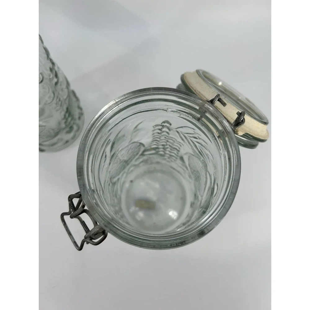 Vintage Elements Fruit Embossed Glass Canisters with Wire Flip Top 10